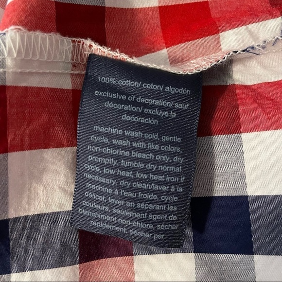 Tommy Hilfiger Red White Blue Roll Tab Check Poplin Button Down Shirt Top  Med. - Picture 14 of 16